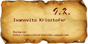 Ivanovits Krisztofer névjegykártya